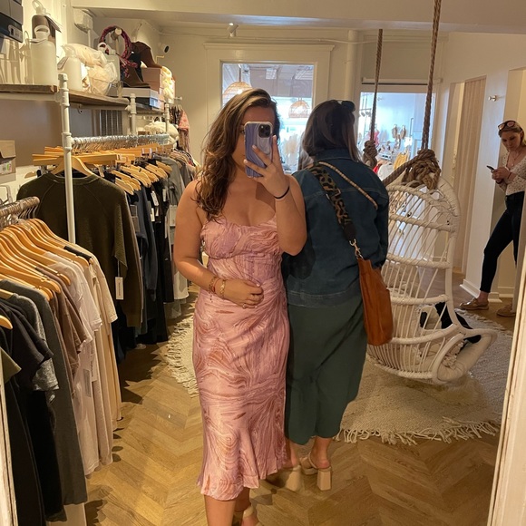 Swirl Midi Dress In Pink. - Picture 5 of 6